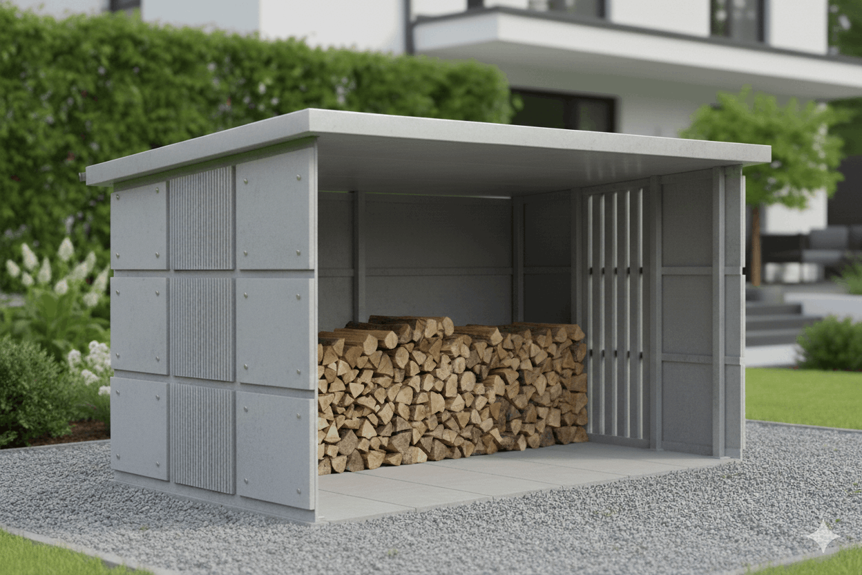 Wiata na drewno opałowe innoVal - beton GRC