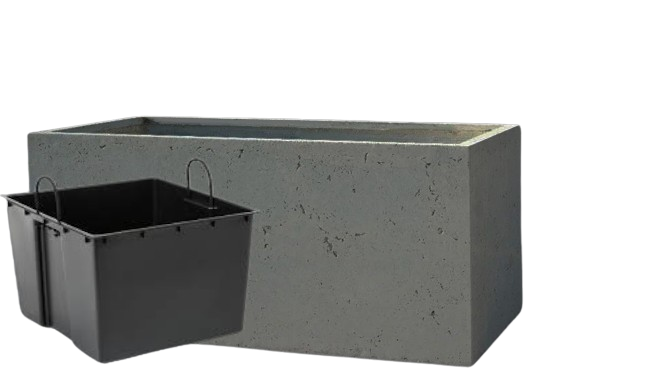 Monumentalna donica betonowa 100 cm długości innoVal z 2 wkładami